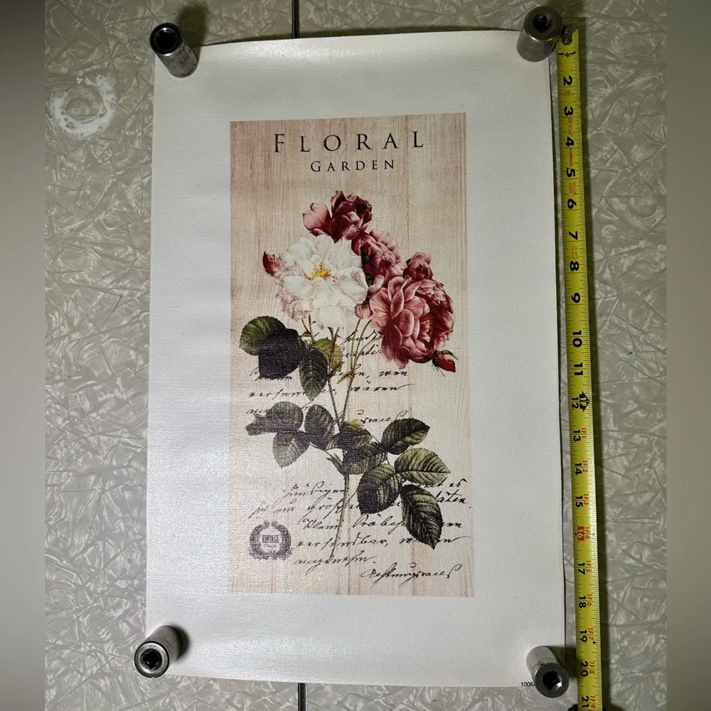Printed art on loose unstretched Canvas Rose Cottage‎ Floral Garden Craft
